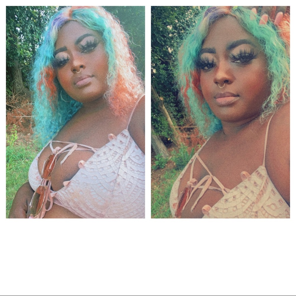 Colorful wig.